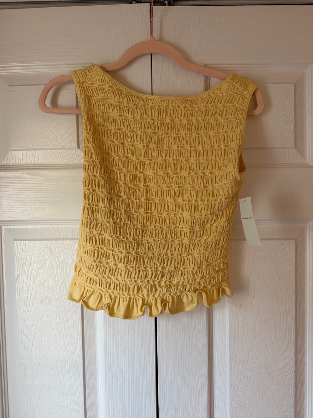 Abercrombie & Fitch Yellow Smocked Ruffle Hem Tank